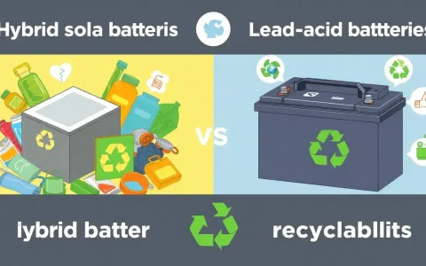 How do hybrid solar batteries compare to lead-acid batteries in terms of recyclability