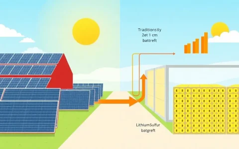 How does the energy density of lithium-sulfur batteries influence their cost and feasibility for large-scale solar energy systems