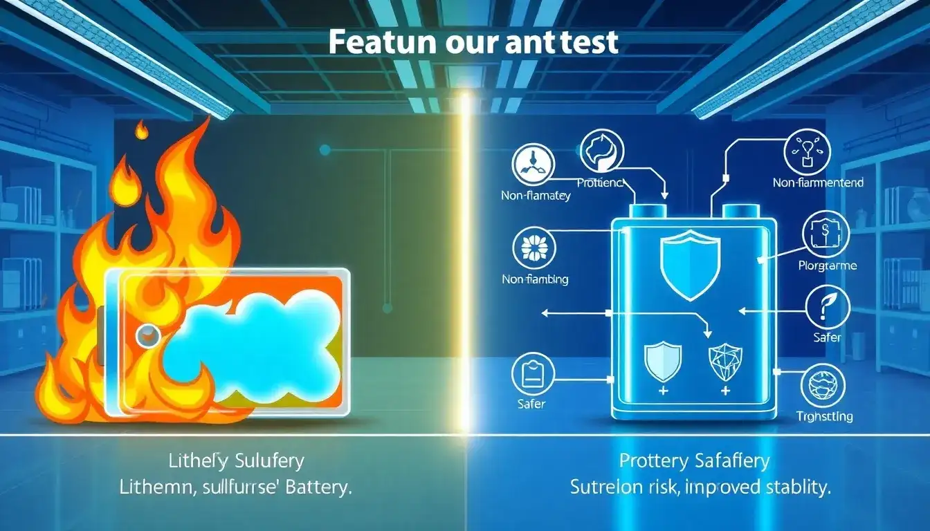 What safety advantages do lithium-sulfur batteries offer over traditional lithium-ion batteries