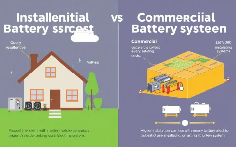 Are there any significant differences in installation costs between residential and commercial battery systems