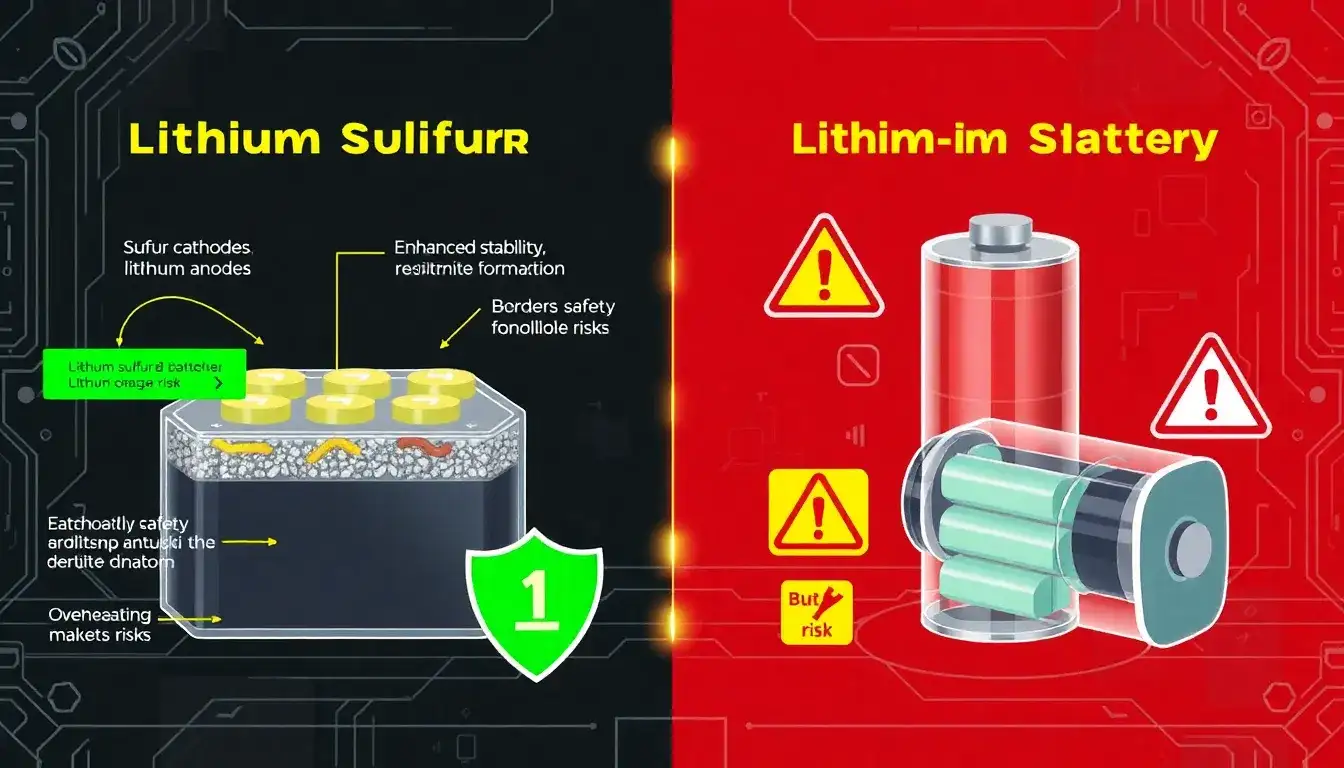 Are there any specific safety features in lithium-sulfur batteries that lithium-ion batteries lack