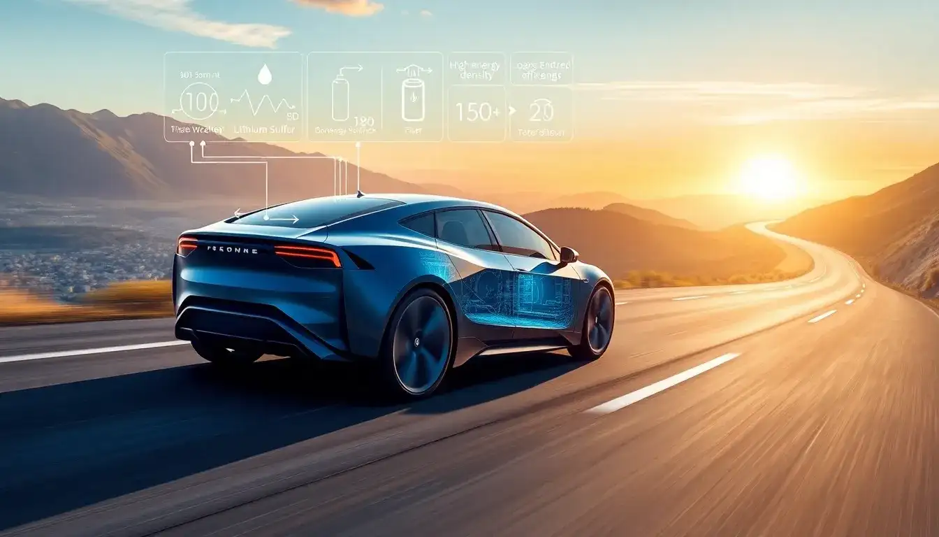 How does the energy density of lithium-sulfur batteries impact EV range