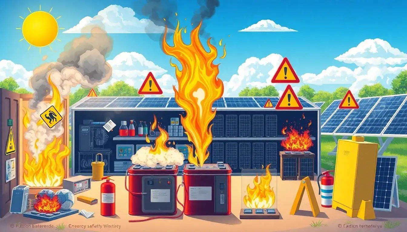 What are the main safety concerns with traditional lithium-ion batteries in solar energy storage