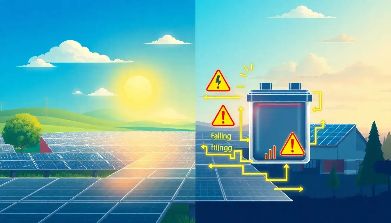 How do lithium-ion battery failures impact the overall efficiency of solar energy systems