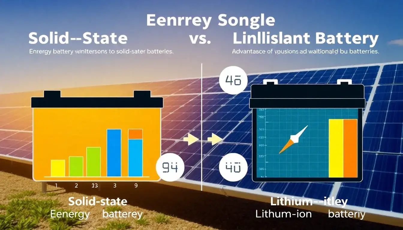 How does the energy density of solid-state batteries compare to traditional lithium-ion batteries in solar energy applications