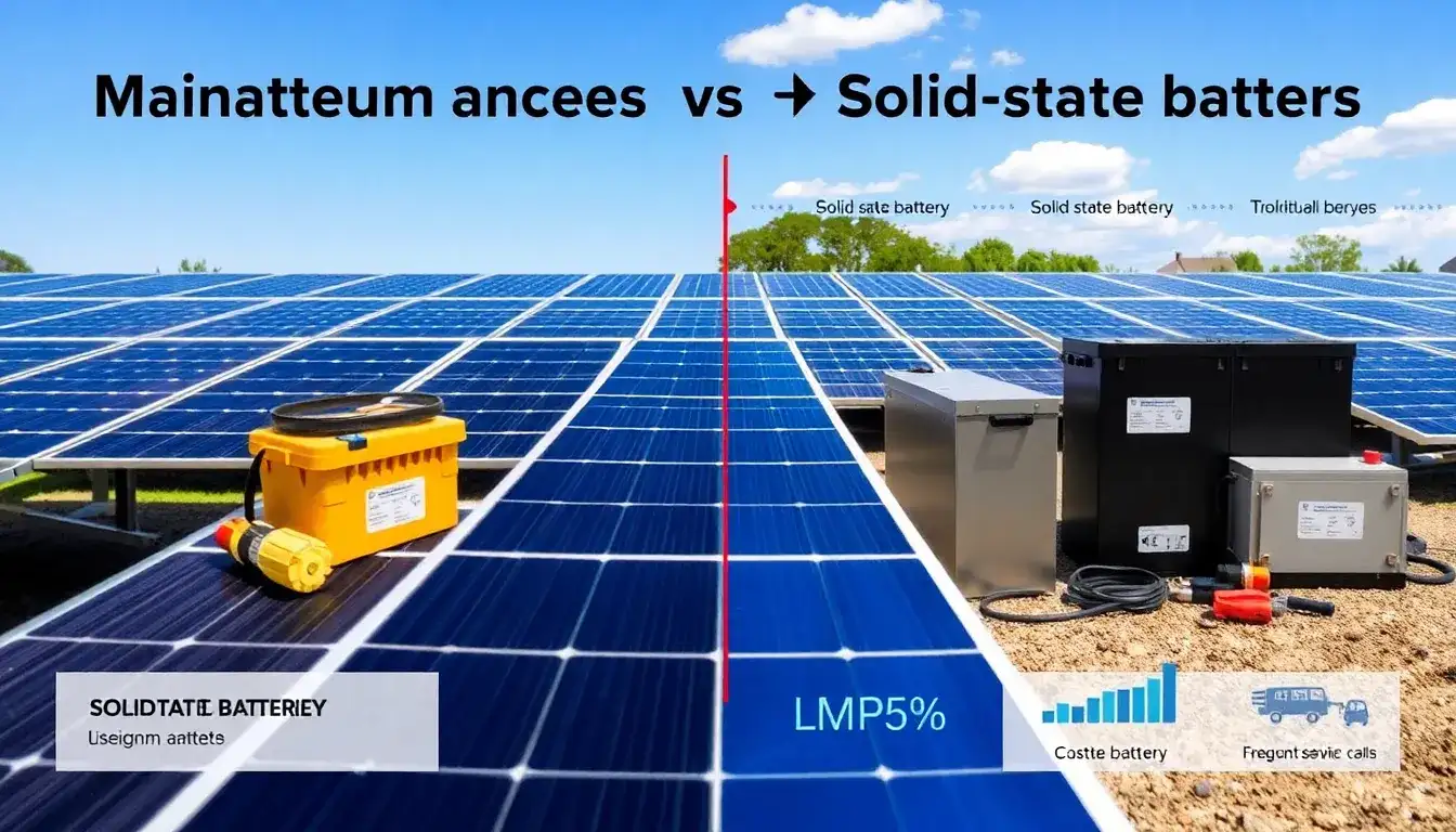 How does the longer lifespan of solid-state batteries affect the maintenance costs of solar energy systems