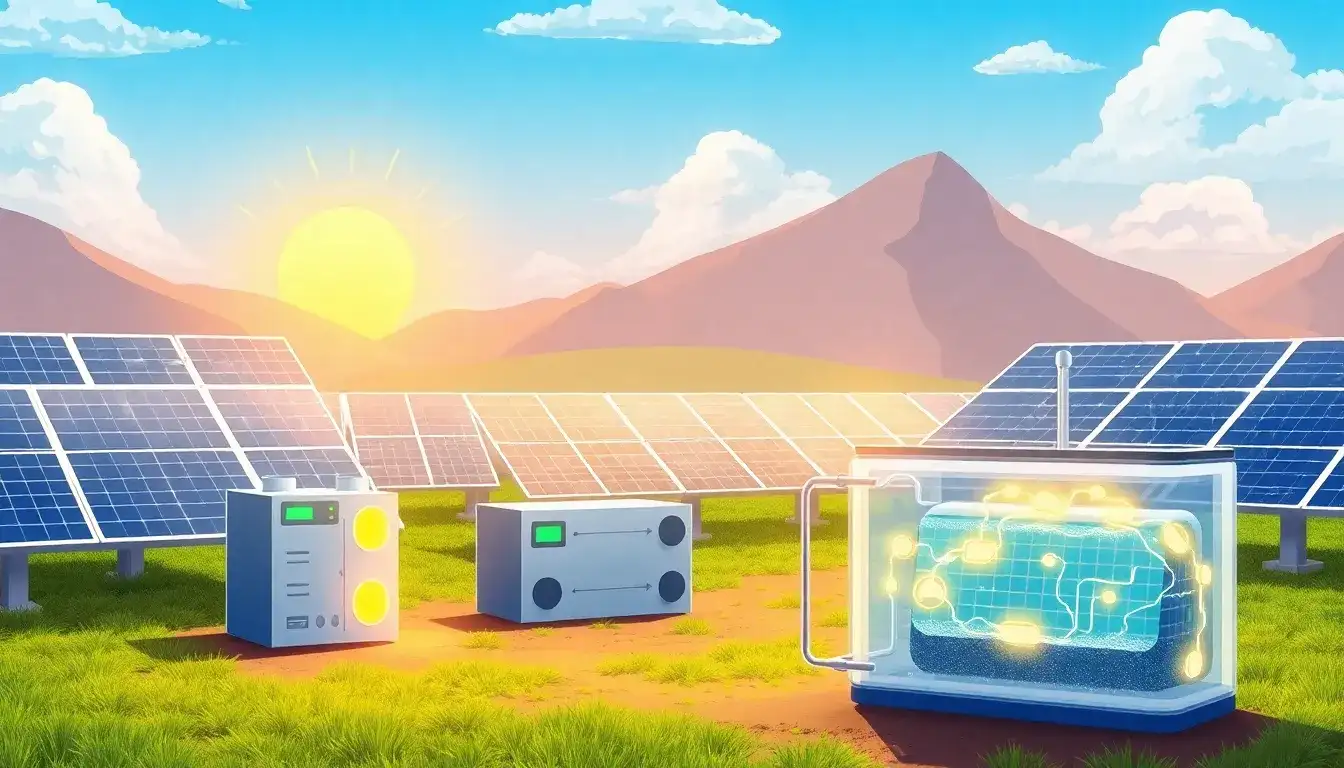 How do advanced battery technologies like lithium-ion and flow batteries enhance solar energy storage