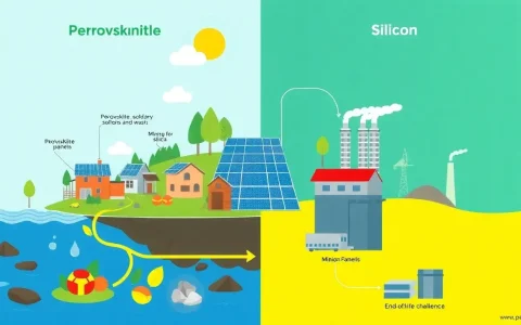 How do the environmental impacts of perovskite solar panels compare to those of silicon-based panels