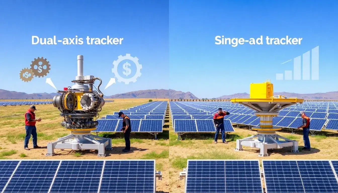 How do maintenance costs for dual-axis trackers compare to single-axis trackers