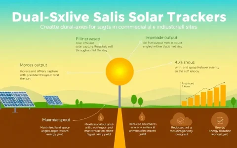 What are the main benefits of using dual-axis trackers in commercial and industrial sites