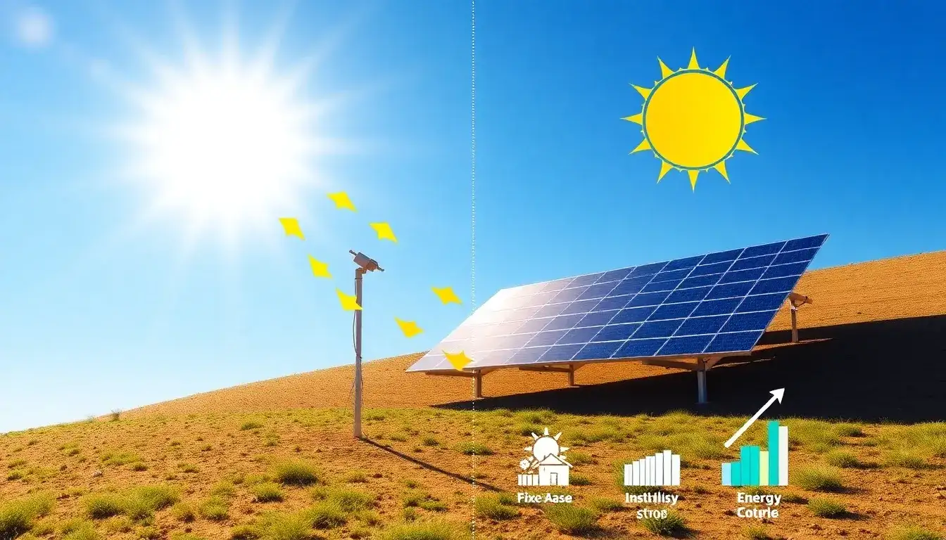 What are the main advantages of using dual-axis trackers over fixed solar panels