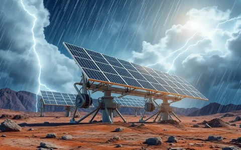 How do solar trackers handle extreme weather conditions