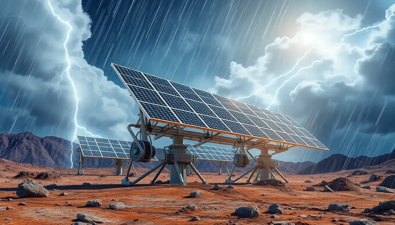 How do solar trackers handle extreme weather conditions