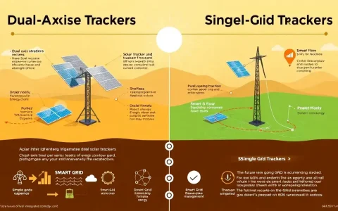 How do dual-axis solar trackers compare to single-axis trackers in terms of smart grid integration
