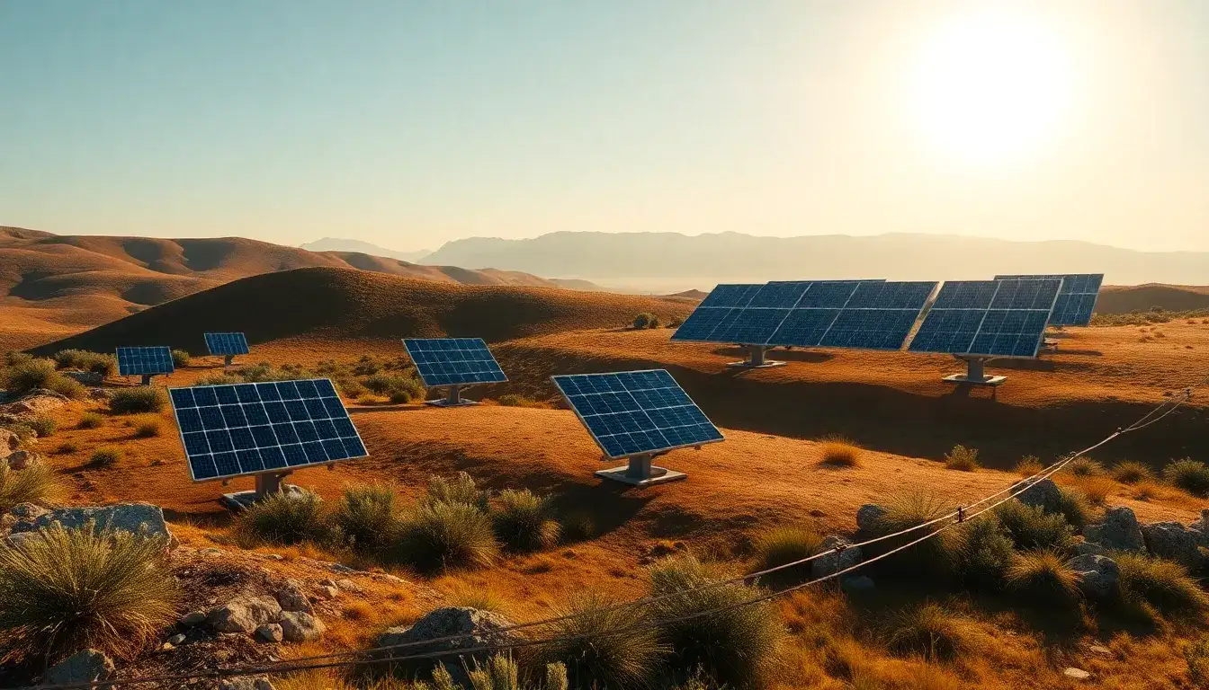 How do taller solar trackers on uneven terrain affect energy production