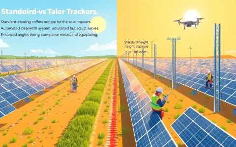 How do taller solar trackers affect the maintenance requirements of solar arrays