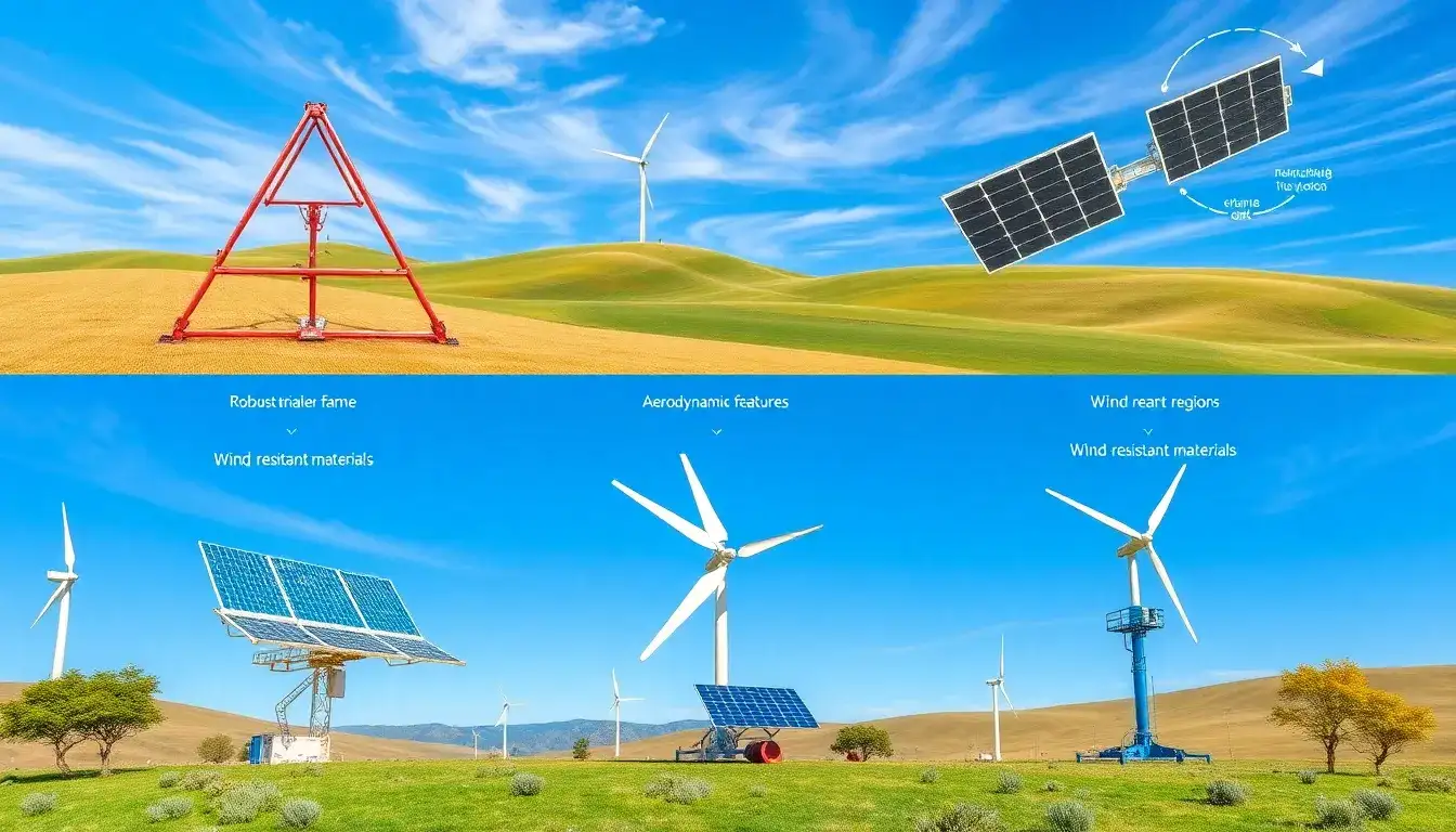 Are there specific solar tracker designs better suited for windy regions