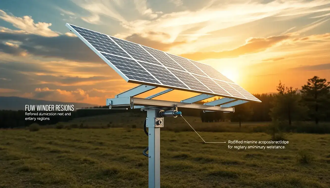 What specific materials are best for solar trackers in windy regions