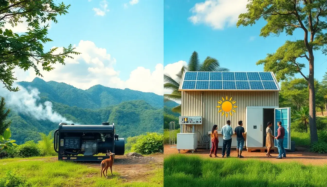 What are the environmental benefits of transitioning from diesel generators to energy storage systems in remote areas