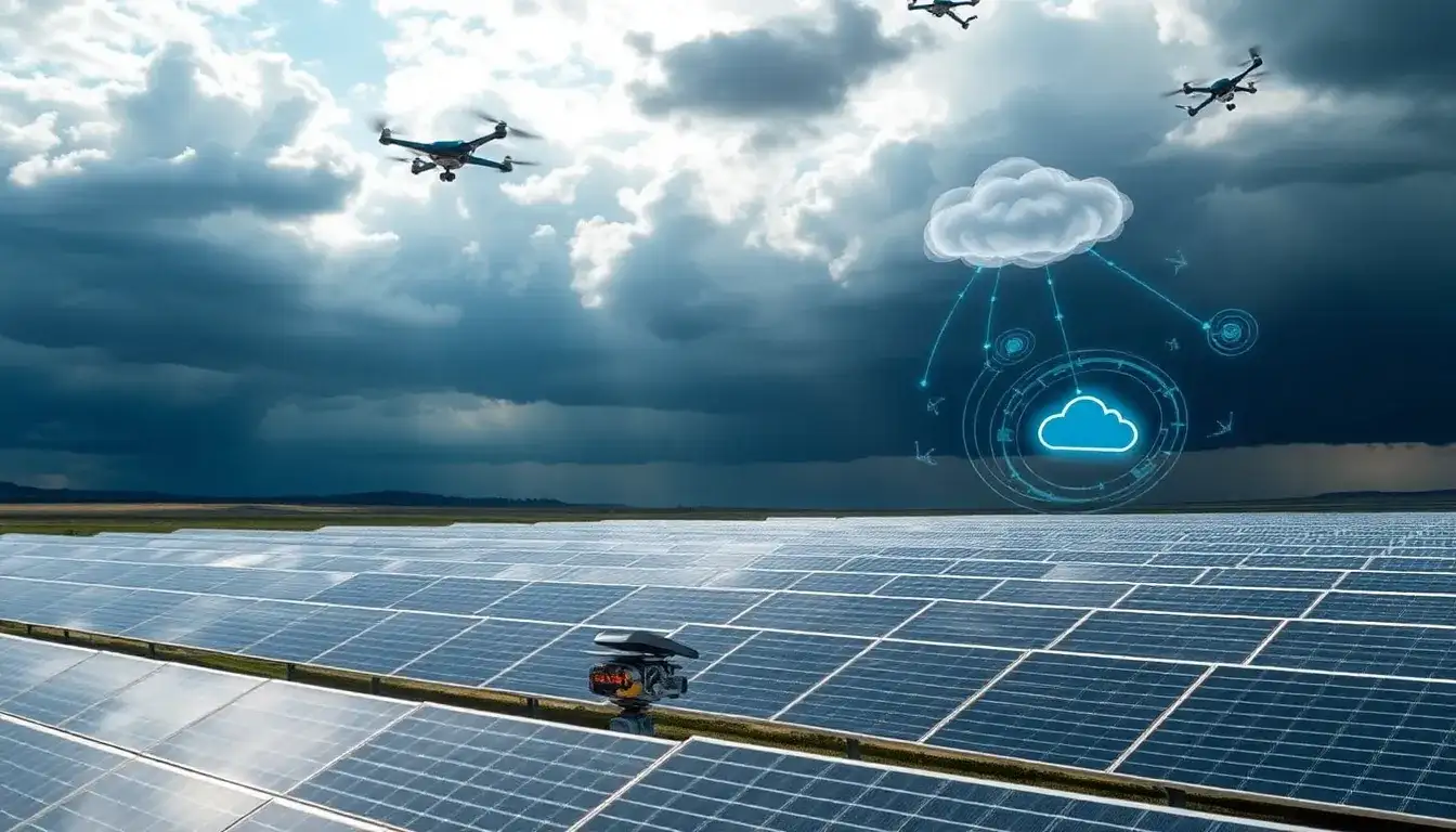 How do AI-enabled sensors specifically predict hailstorms for solar trackers