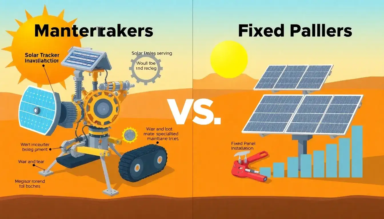How do maintenance costs for solar trackers compare to fixed solar panels