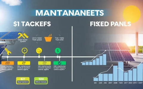 How do the maintenance costs of solar trackers compare to those of fixed solar panels over a 20-year period