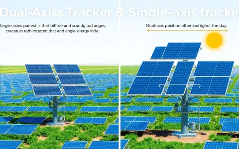 How do dual-axis solar trackers differ from single-axis trackers in terms of efficiency