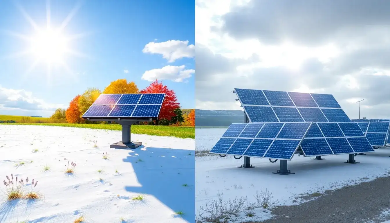 How do dual-axis trackers perform compared to single-axis trackers during different seasons