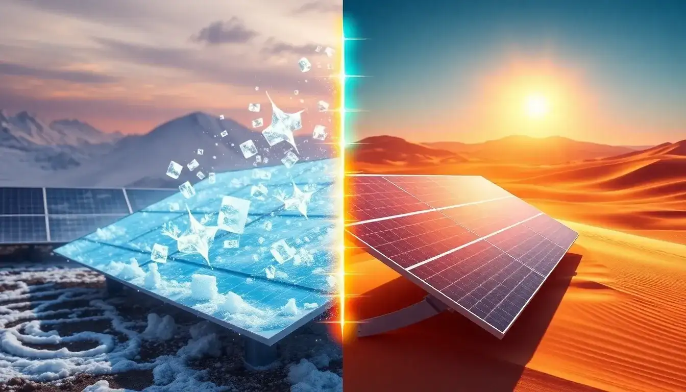 How does the efficiency of solar panels change in extreme temperatures