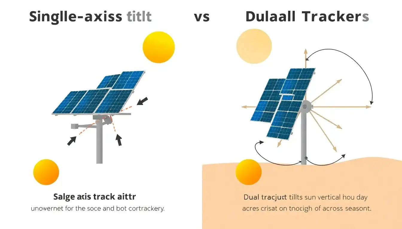 What are the key differences between single-axis and dual-axis solar trackers