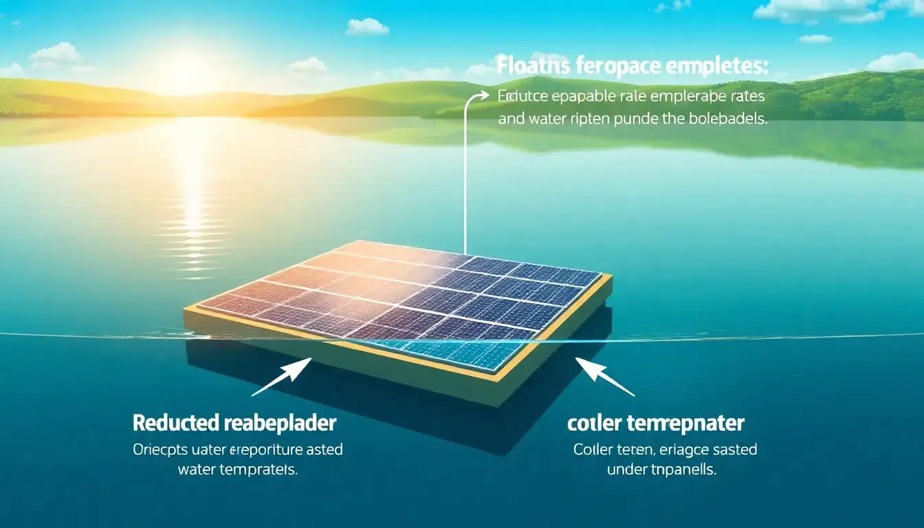 How do floating solar panels impact water evaporation