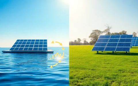 How do floating solar panels compare to traditional land-based solar panels in terms of efficiency