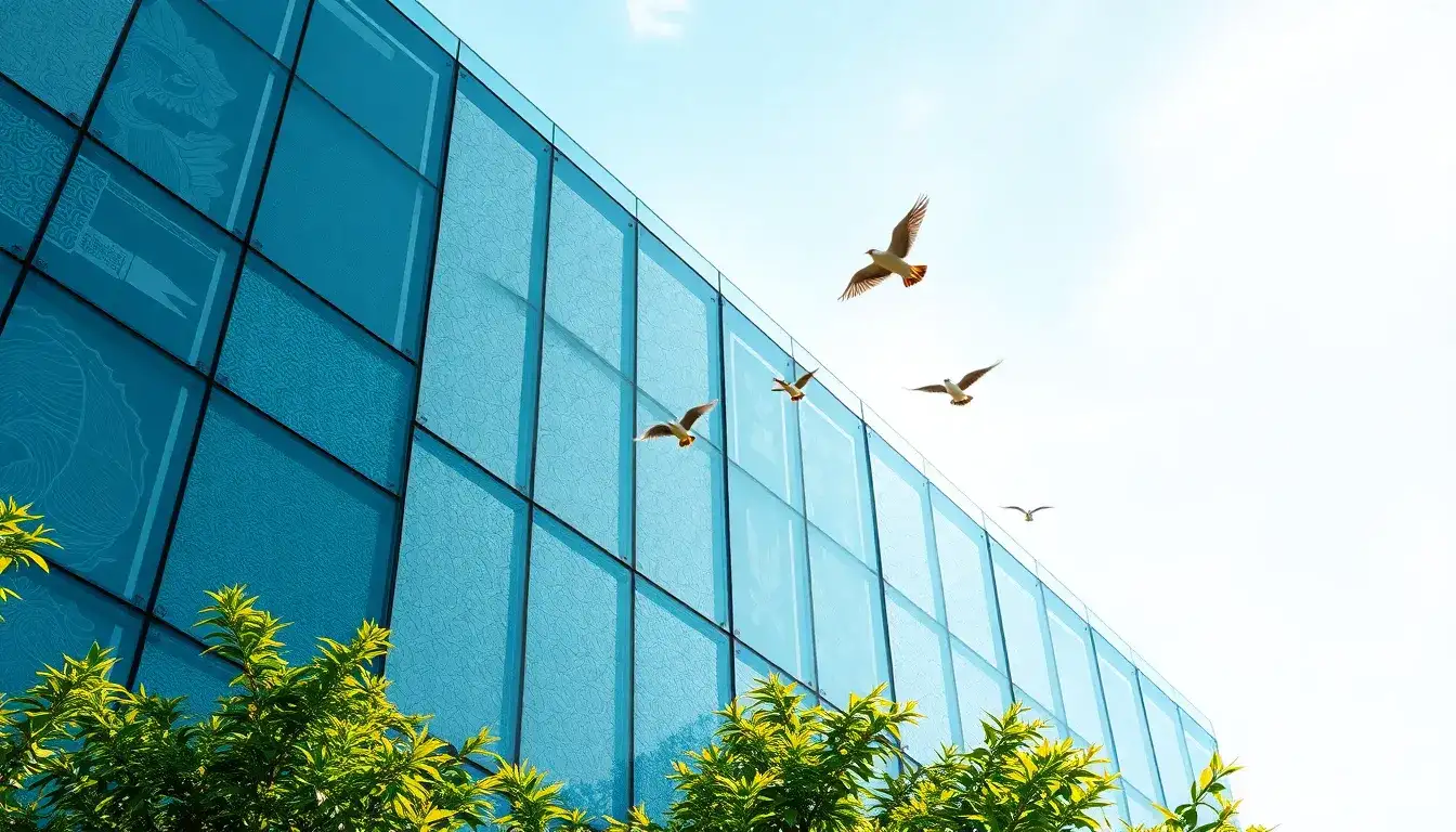 How do textured or patterned glass surfaces help reduce bird collisions
