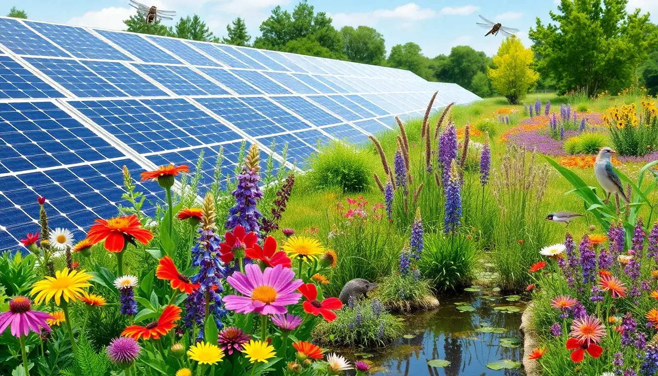 How can native plantings enhance biodiversity within solar arrays