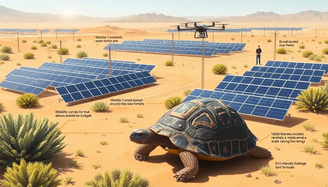 What measures are taken to protect desert tortoises in solar energy projects