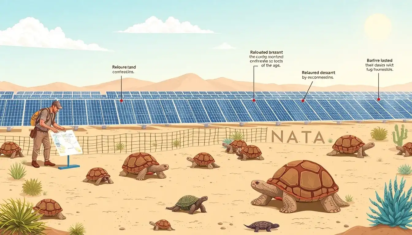 What are the main challenges in relocating desert tortoises for solar energy projects