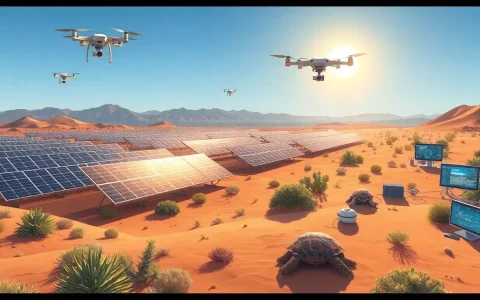 How do solar energy projects monitor the impact on desert tortoise habitats