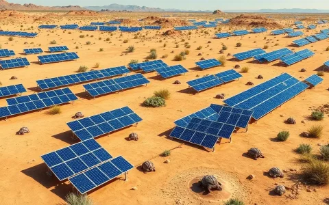 How does the spacing of solar panels affect desert tortoise habitats
