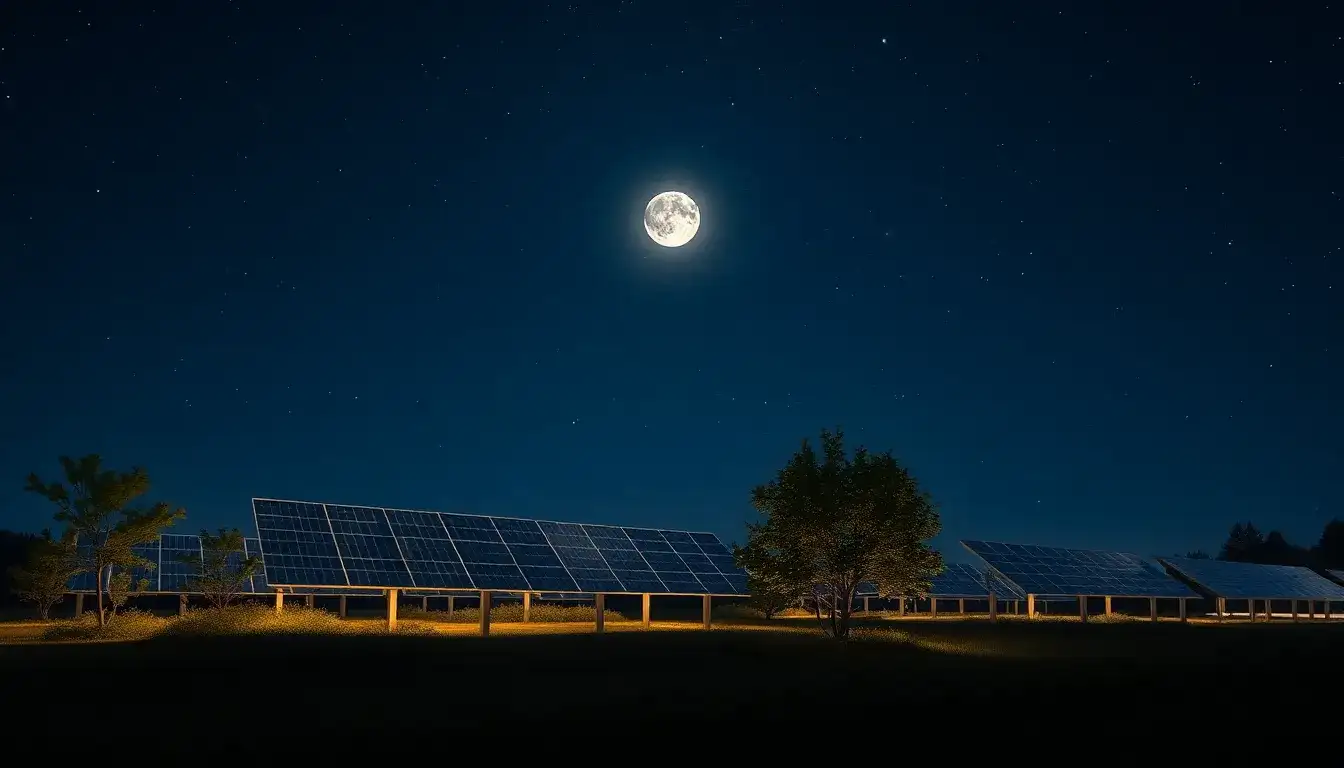 How can solar panel orientation reduce light pollution