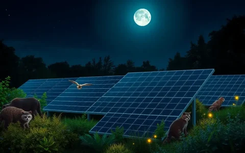 How does the placement of solar panels affect nocturnal species