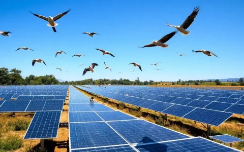 How do solar panels impact the migration patterns of birds