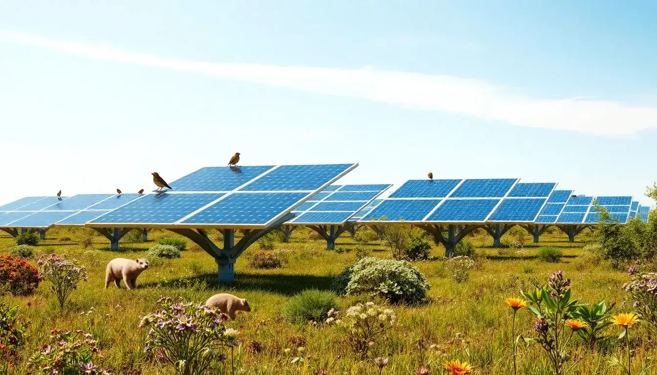 How can solar panels be designed to minimize habitat disruption