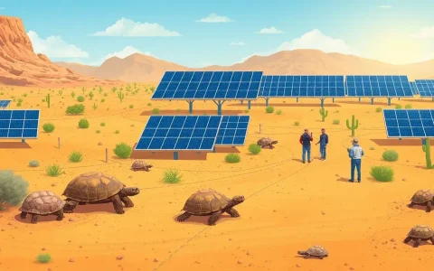 What measures can be taken to minimize the impact of solar panels on desert tortoises