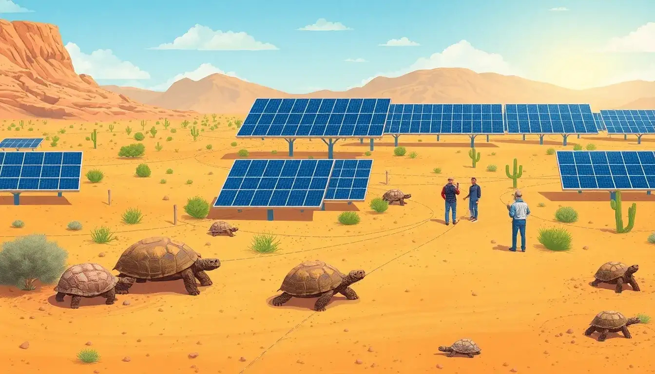 What measures can be taken to minimize the impact of solar panels on desert tortoises