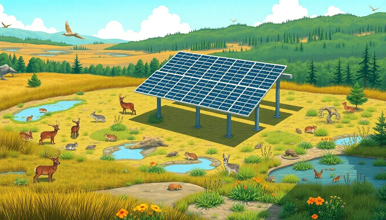 How do raised solar panels impact local wildlife habitats