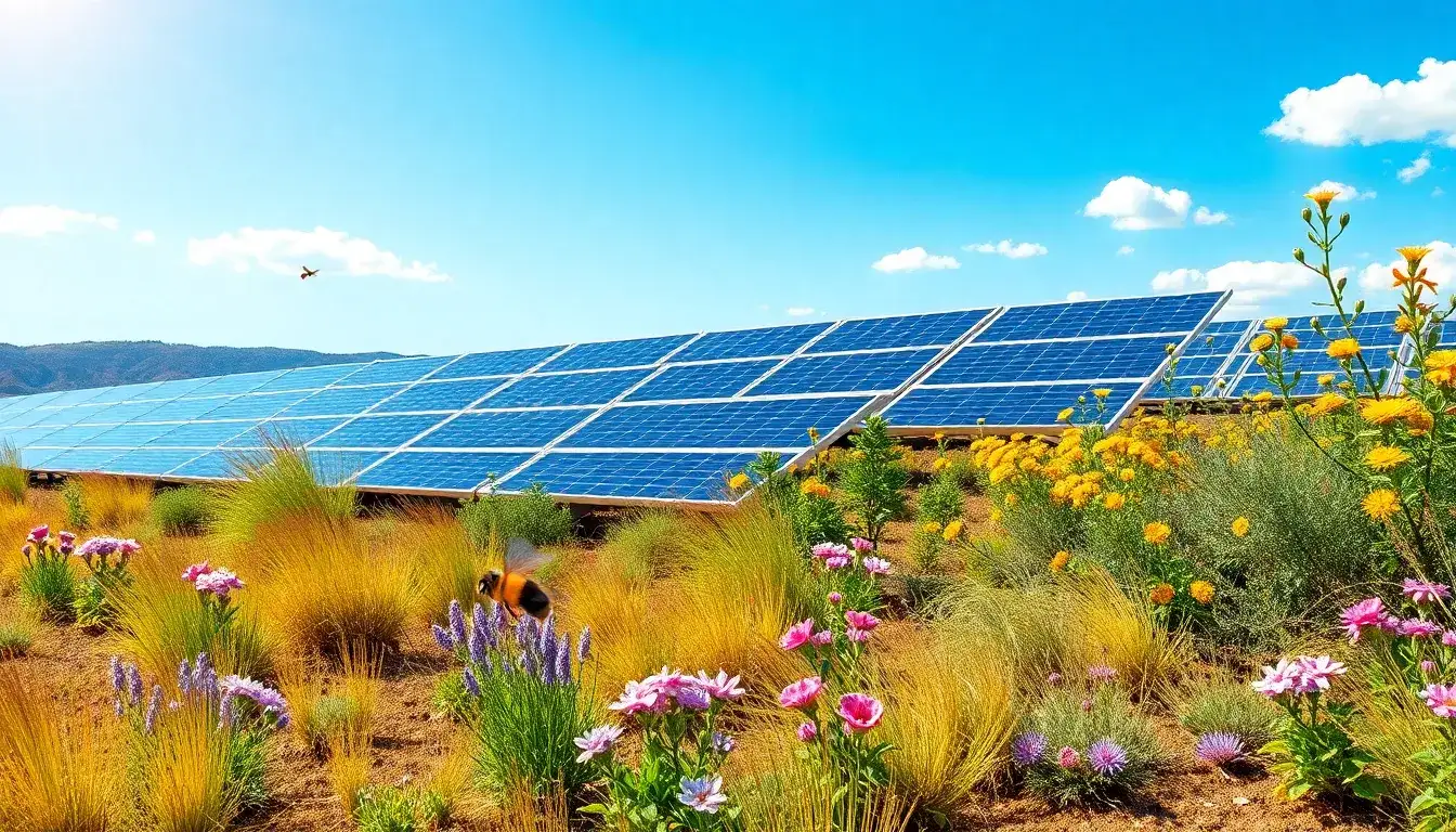 What types of native vegetation are best suited for solar farms