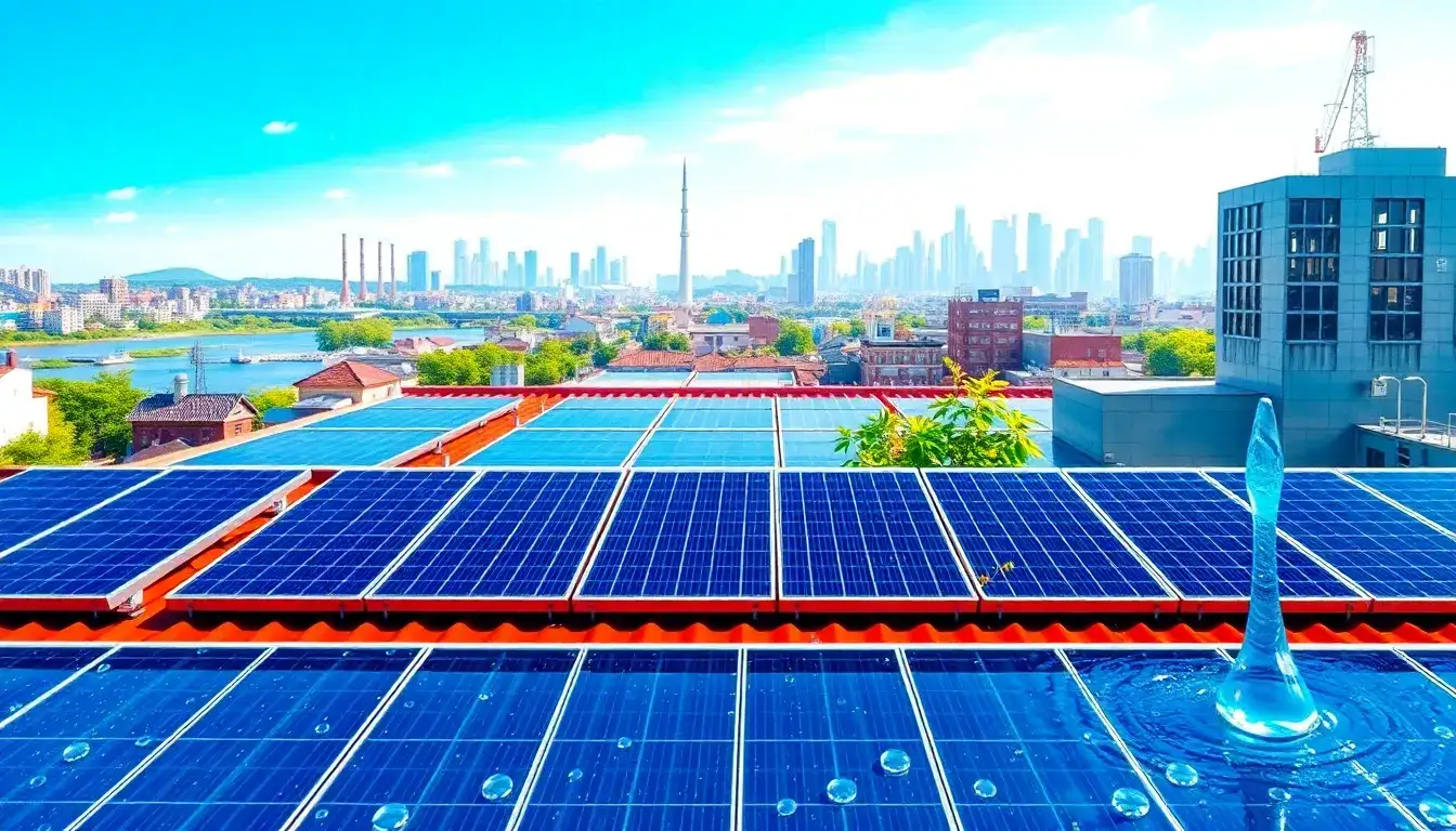 What are the water conservation benefits of rooftop solar cells