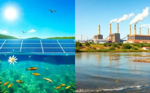 How does solar energy impact water quality compared to traditional power plants