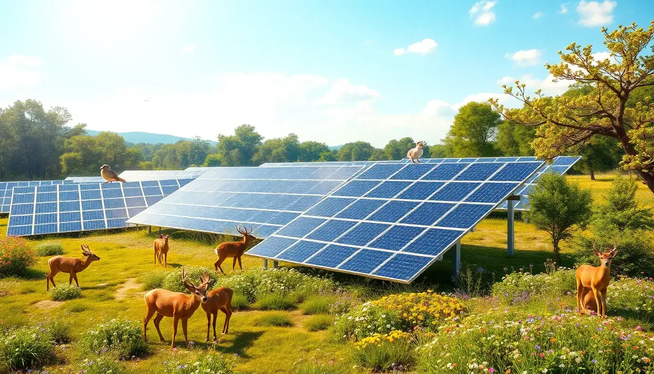 Are there any successful case studies of solar farms that have minimized harm to wildlife
