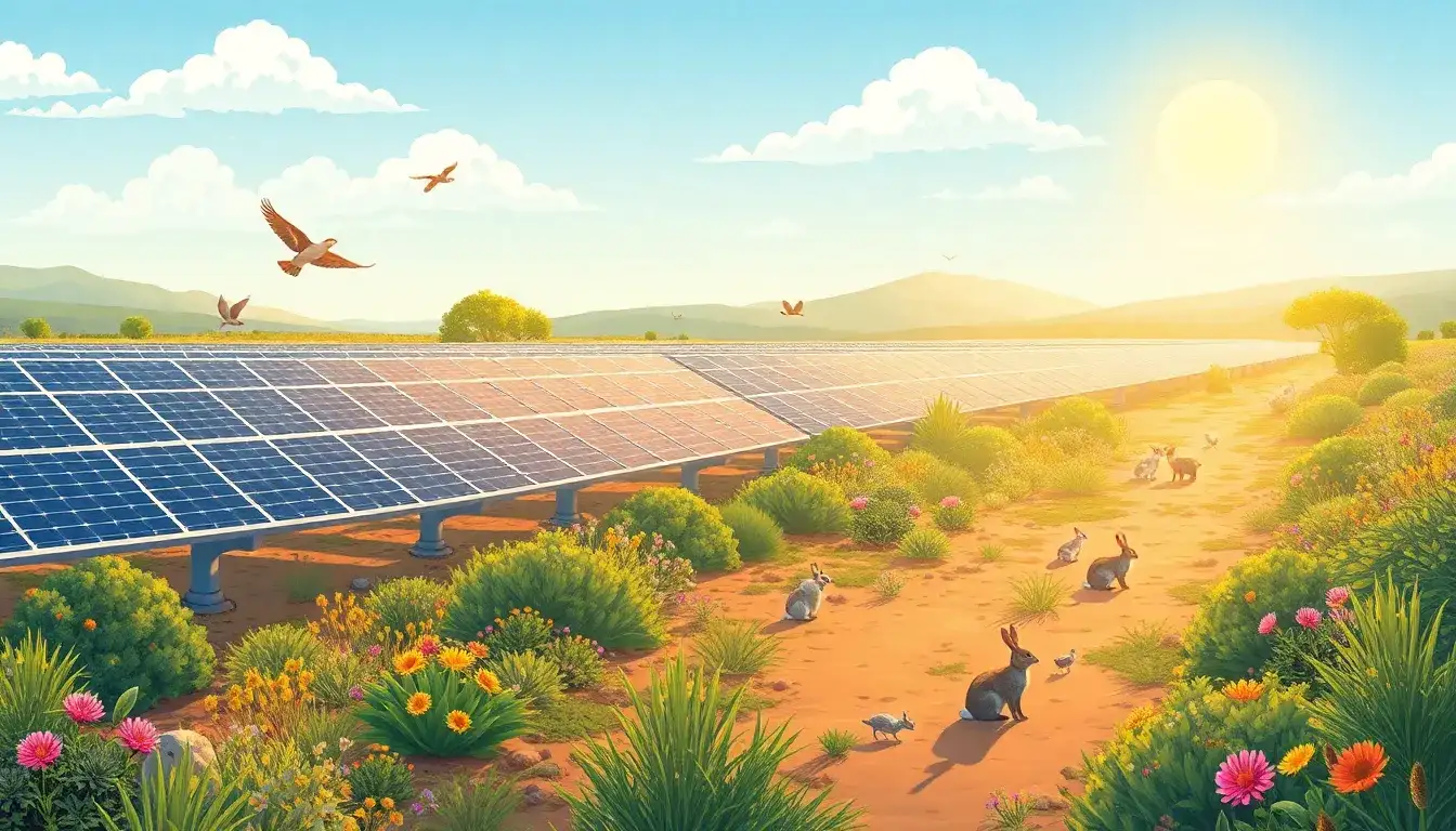 What are some innovative approaches used in solar farms to protect wildlife